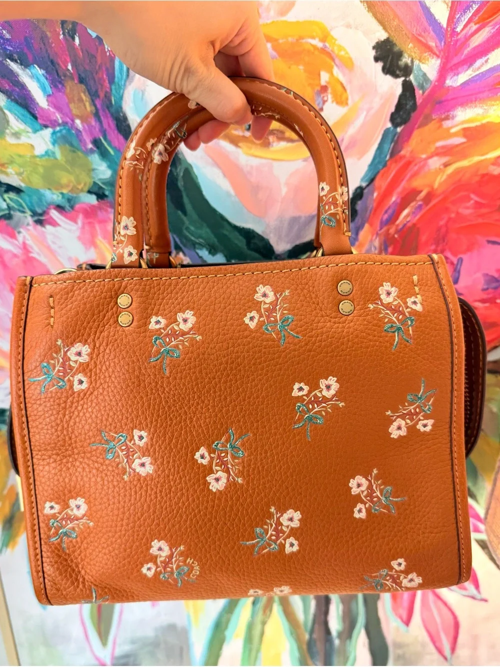 💯 Authentic RARE COACH Rogue 25 Floral Leather Tote Bag